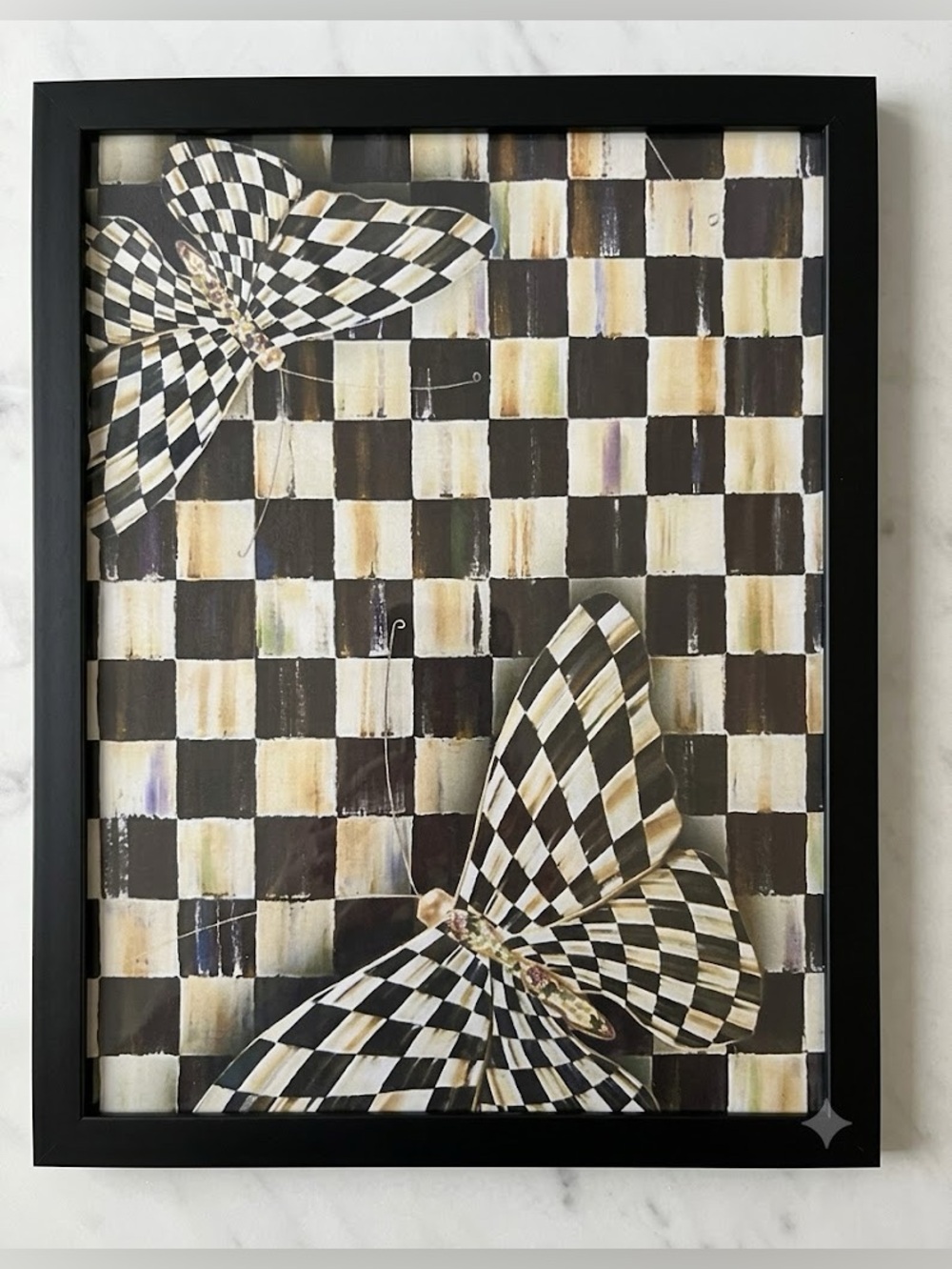 Checkered Butterfly framed 8x10 print Mackenzie-Childs Style